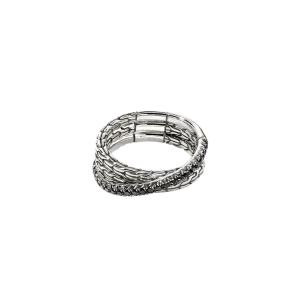 John Hardy Essentials Sterling Silver Treated Black Sapphire Crossover Ring