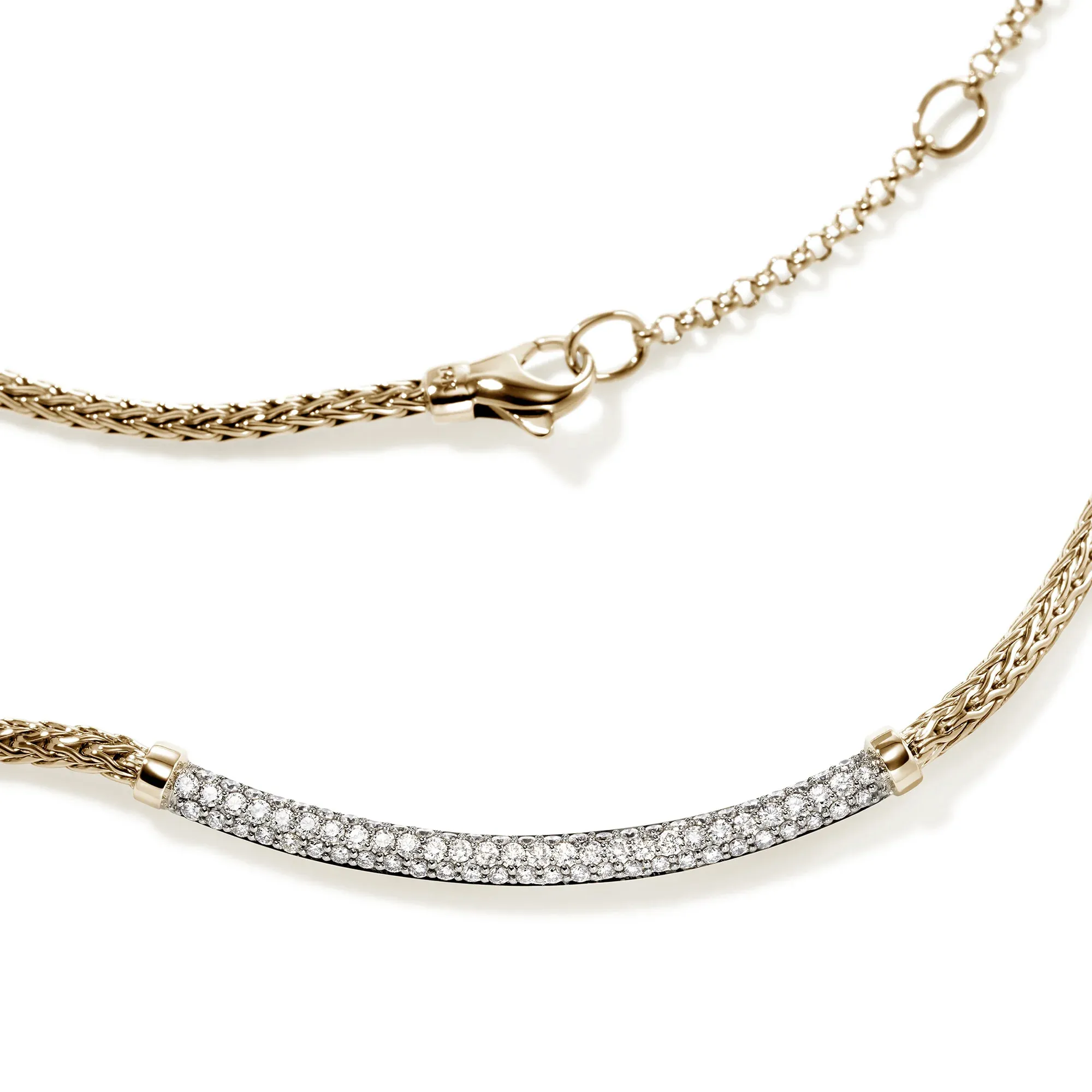 John Hardy Essentials Yellow Gold Diamond Bar Necklace