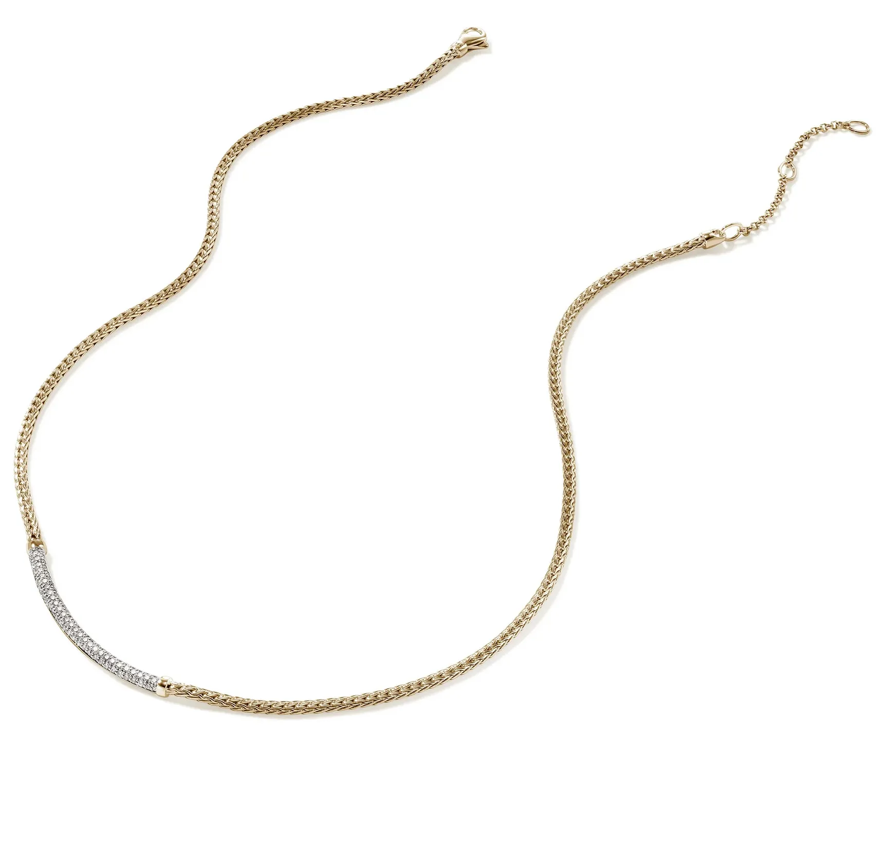 John Hardy Essentials Yellow Gold Diamond Bar Necklace