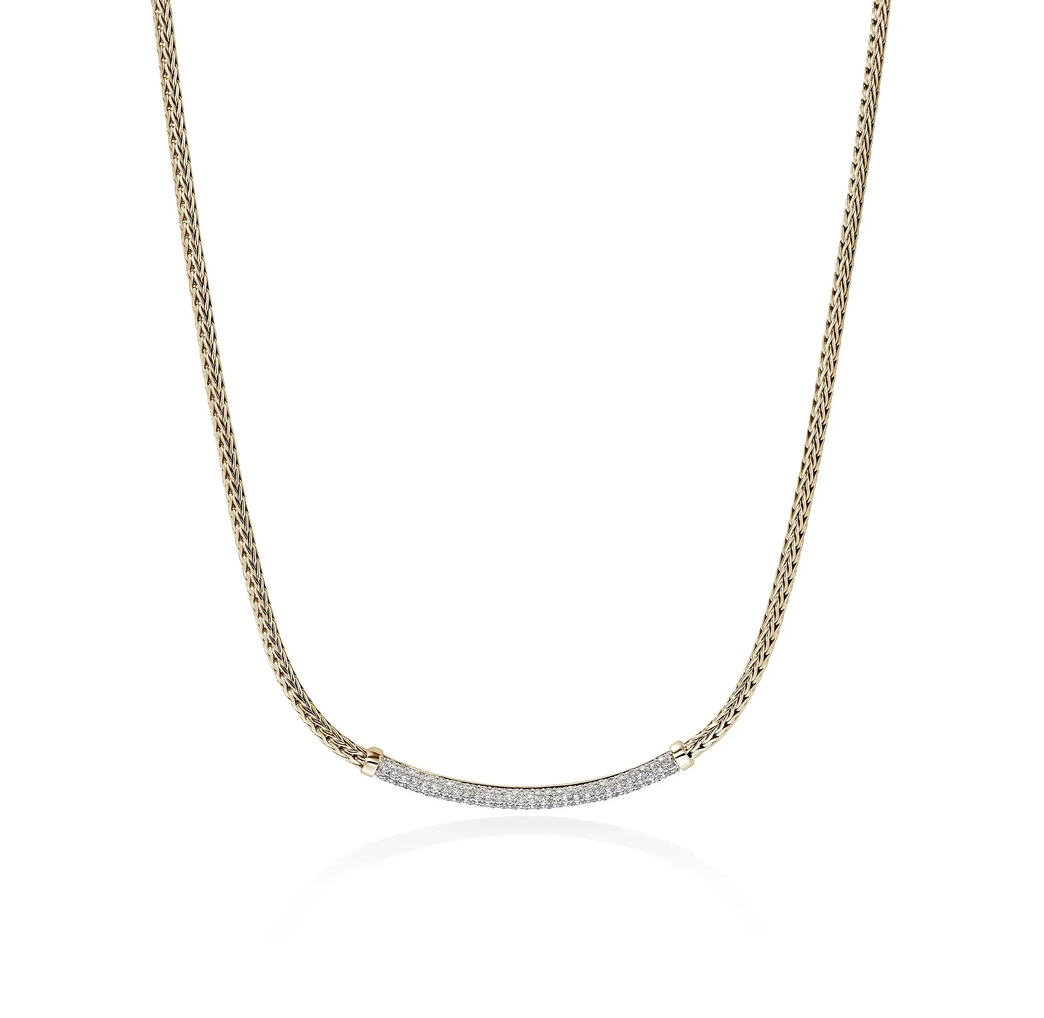 John Hardy Essentials Yellow Gold Diamond Bar Necklace