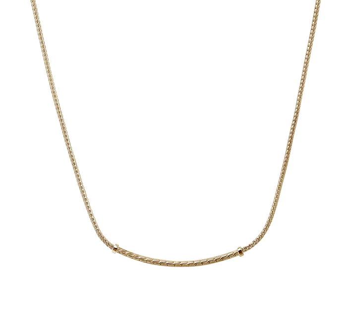 John Hardy Essentials Yellow Gold Diamond Smiley Bar Necklace