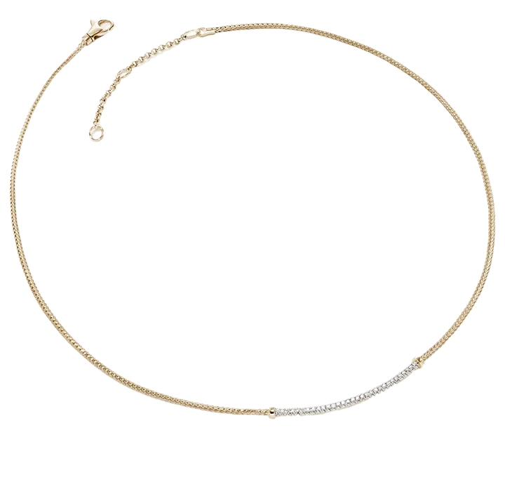 John Hardy Essentials Yellow Gold Diamond Smiley Bar Necklace