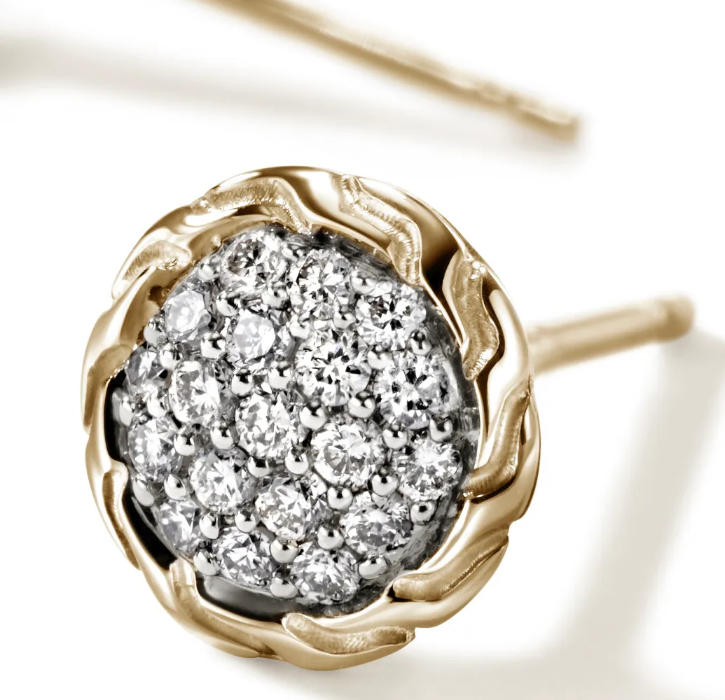 John Hardy Essentials Yellow Gold Diamond Stud Earrings