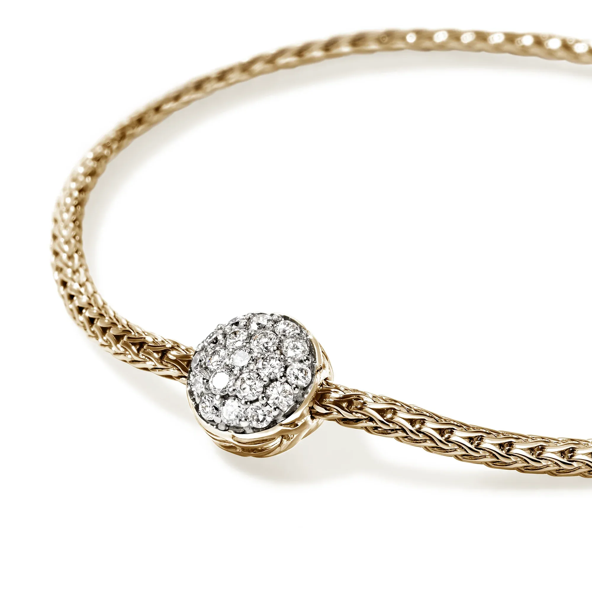 John Hardy Essentials Yellow Gold Pavé Diamond Bracelet