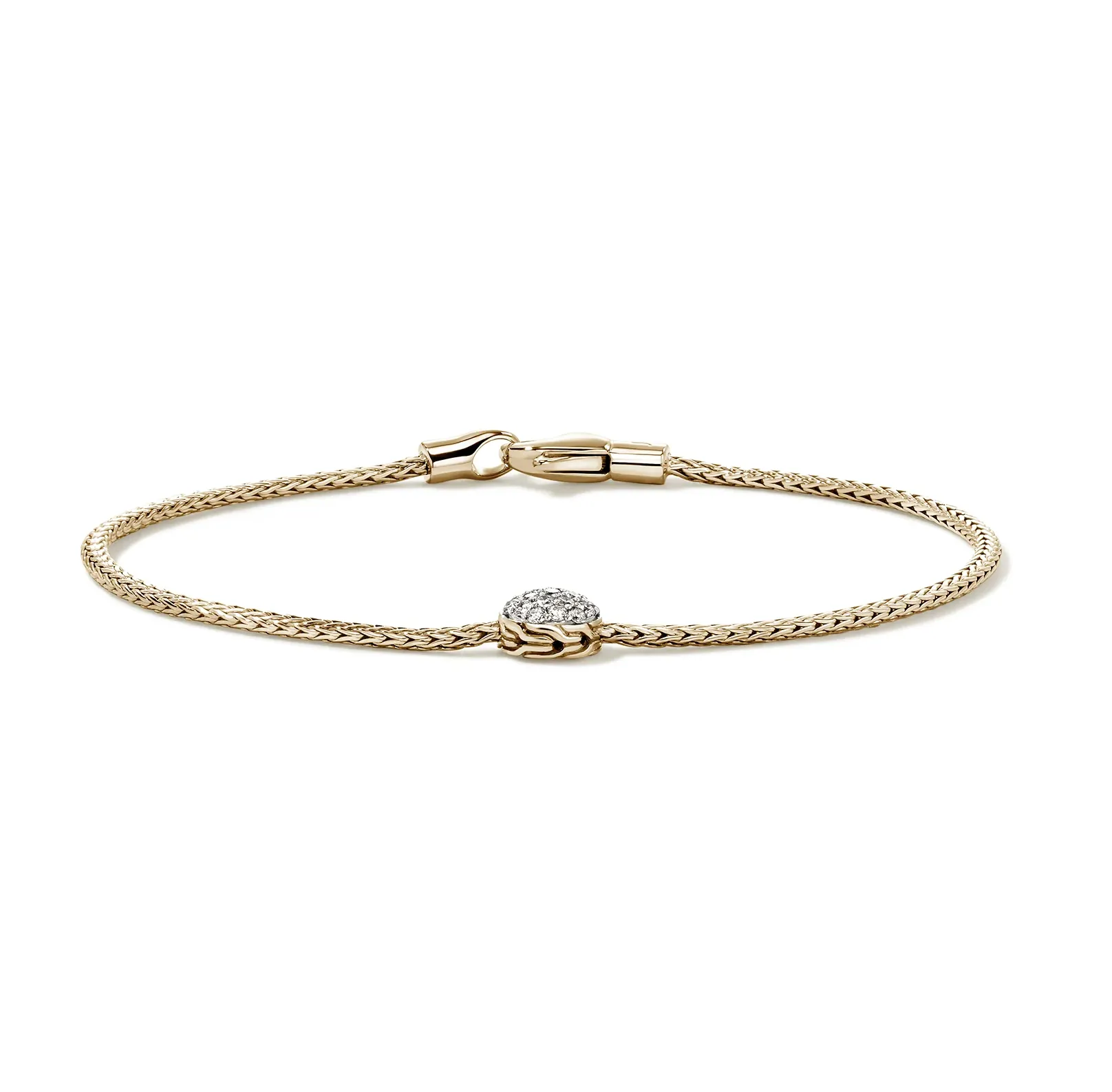John Hardy Essentials Yellow Gold Pavé Diamond Bracelet