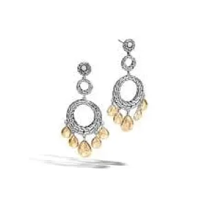 John Hardy Hammered Two-Tone Chandelier Circle Drop Earrings