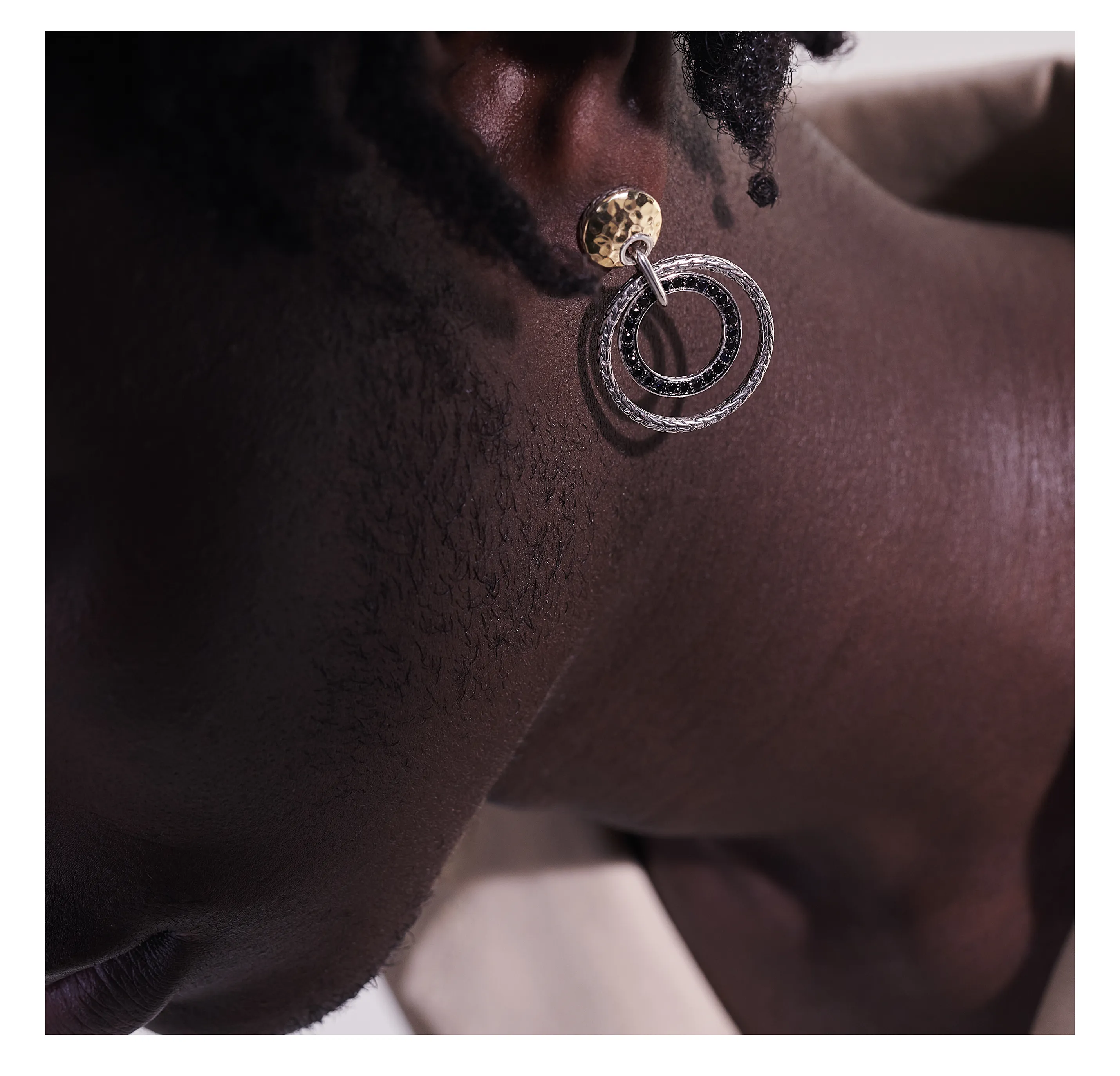 John Hardy Hammered Yellow Gold & Silver Earrings