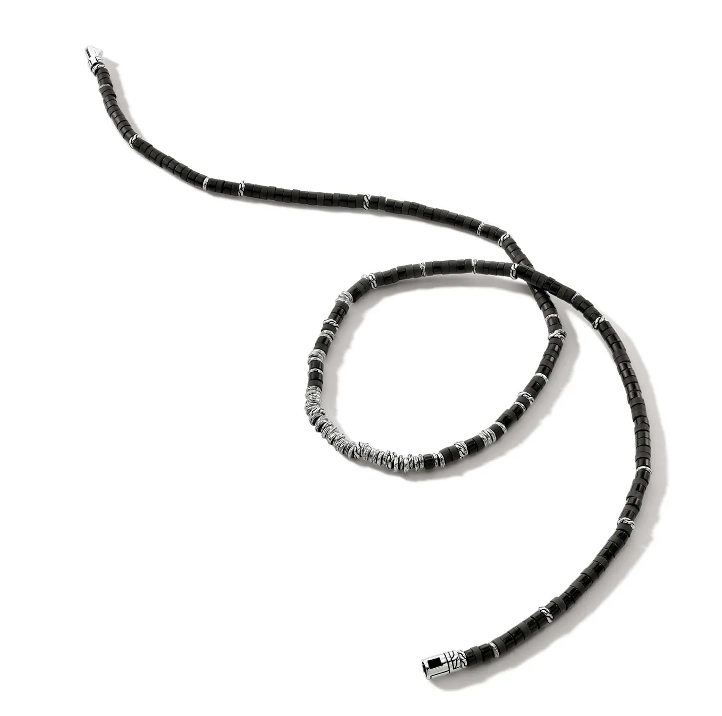 John Hardy Heishi Sterling Silver Necklace with Black Onyx Beads