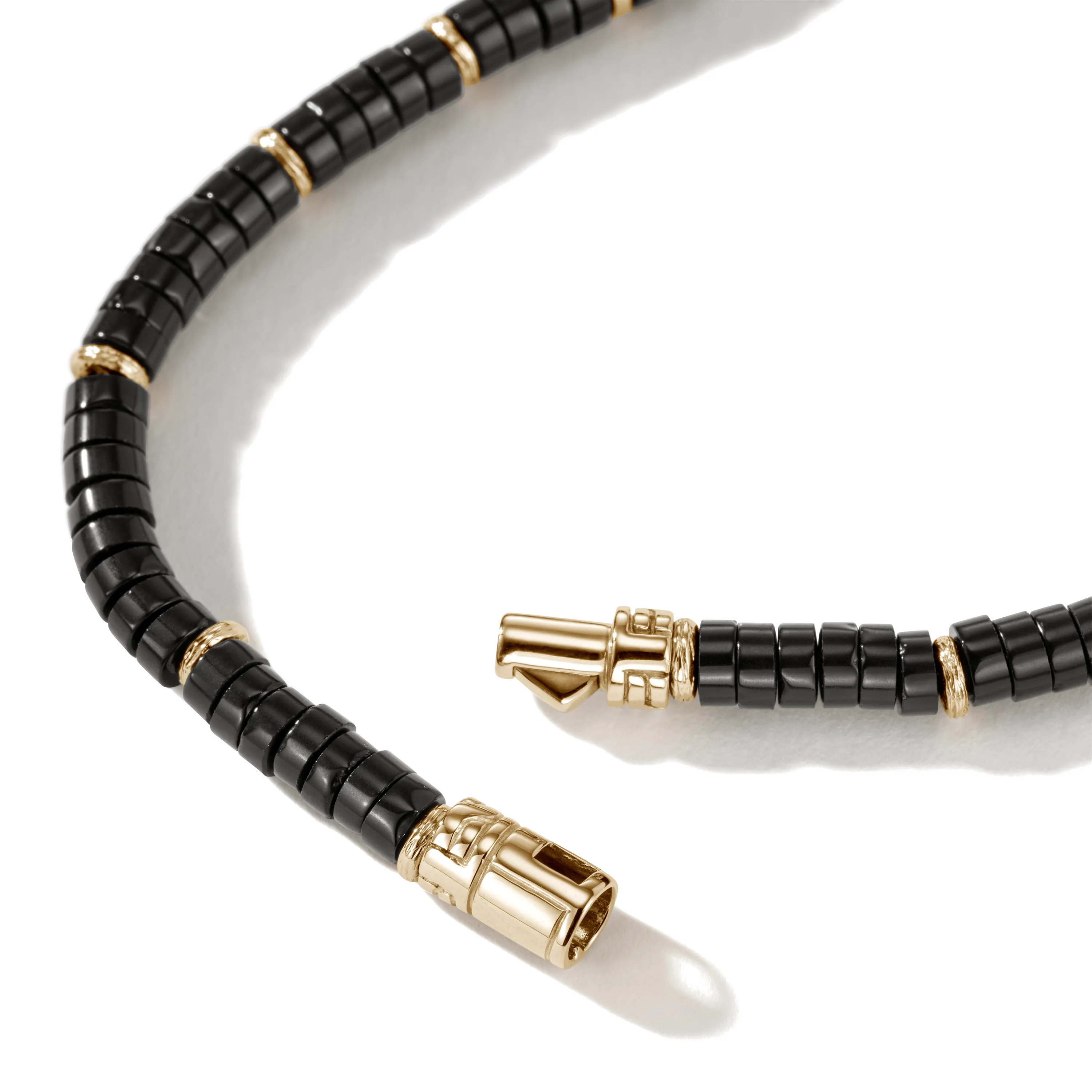 John Hardy Heishi Yellow Gold Bracelet with Black Onyx