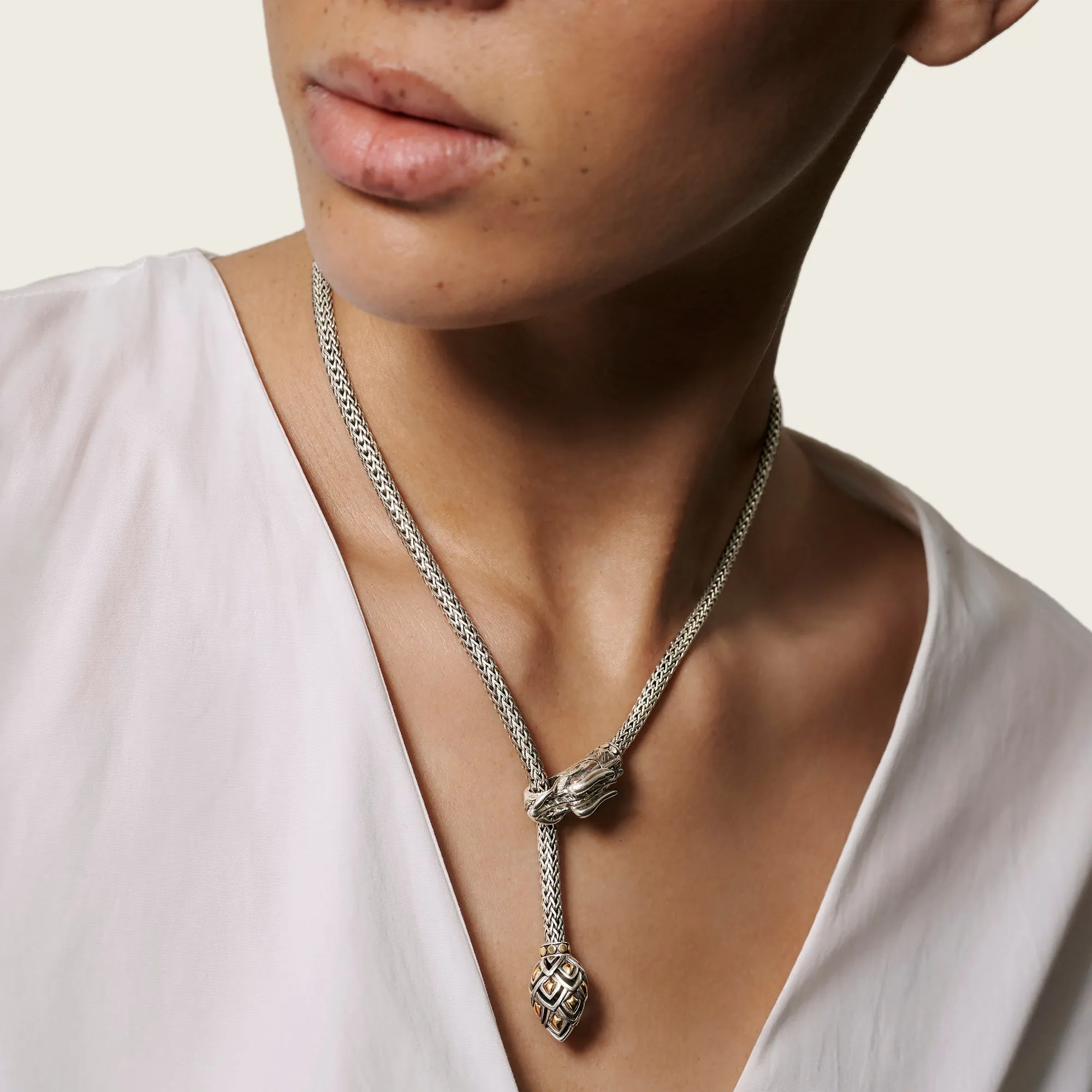 John Hardy Legends Naga Dragon Head Chain Necklace
