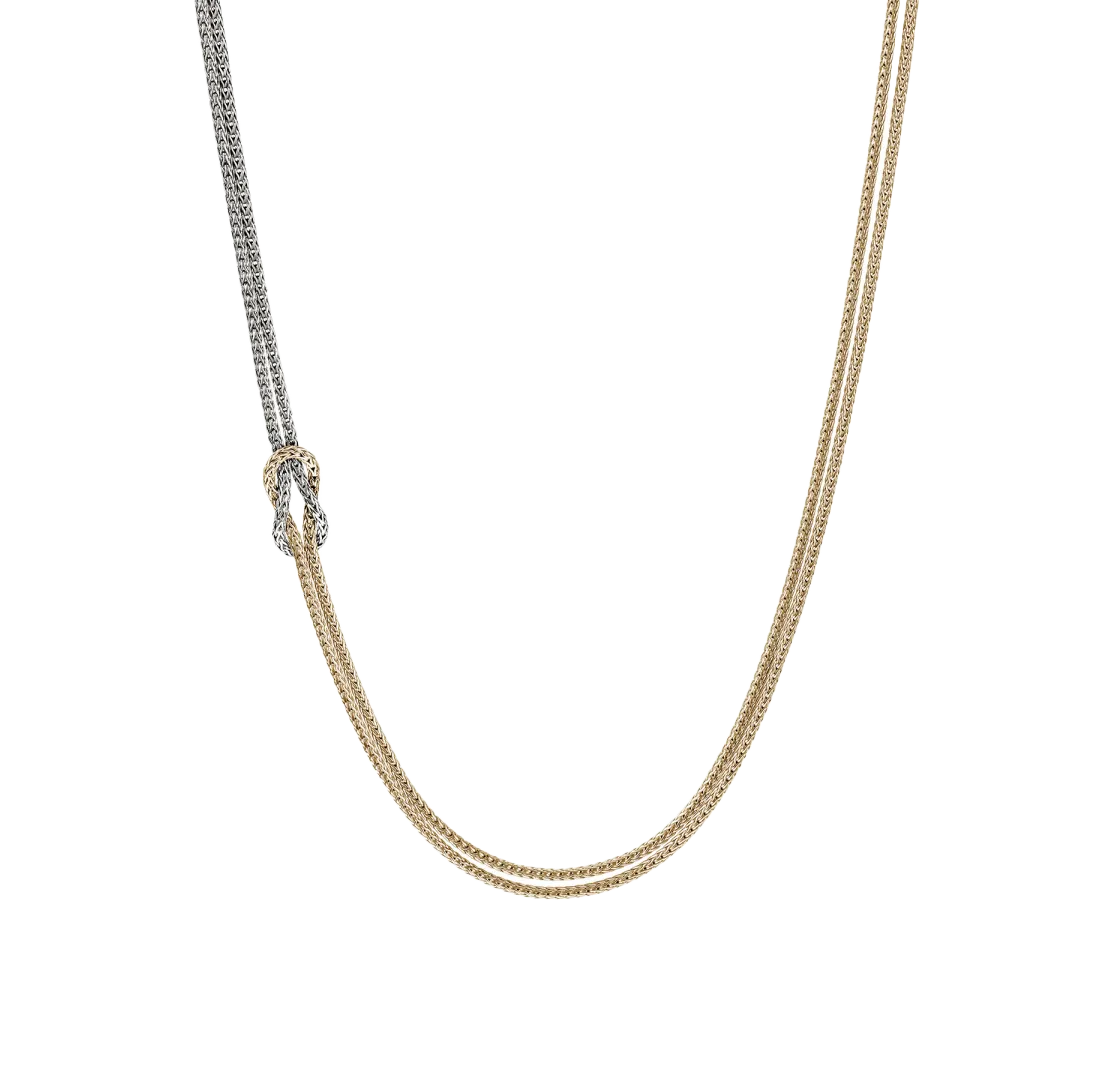 John Hardy Love Knot Mixed Metals Double Chain Necklace, 1.8mm
