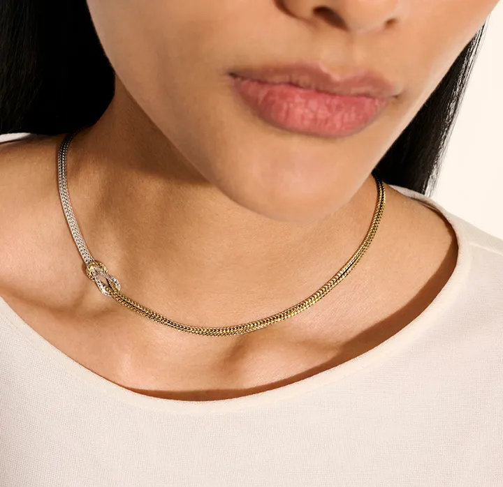 John Hardy Love Knot Mixed Metals Double Chain Necklace, 1.8mm