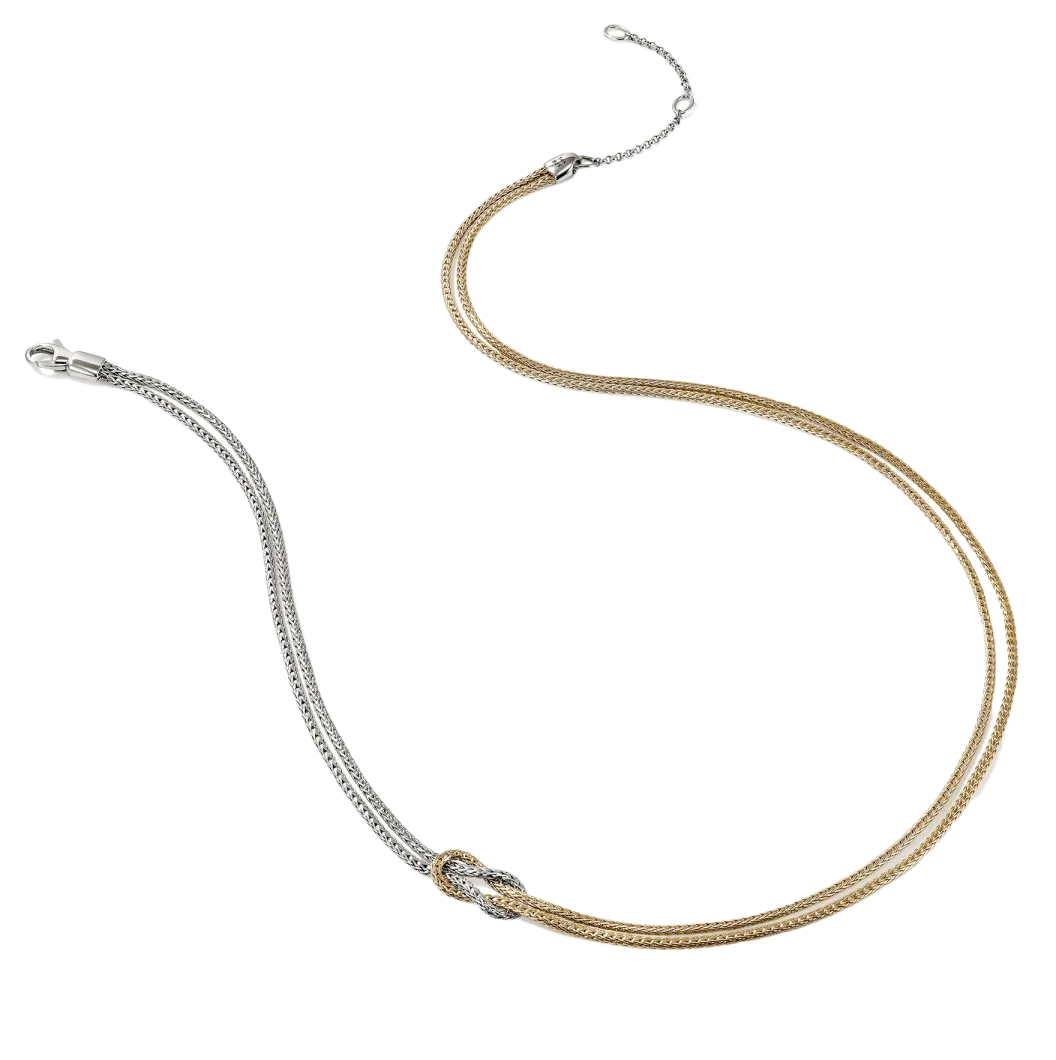 John Hardy Love Knot Mixed Metals Double Chain Necklace, 1.8mm