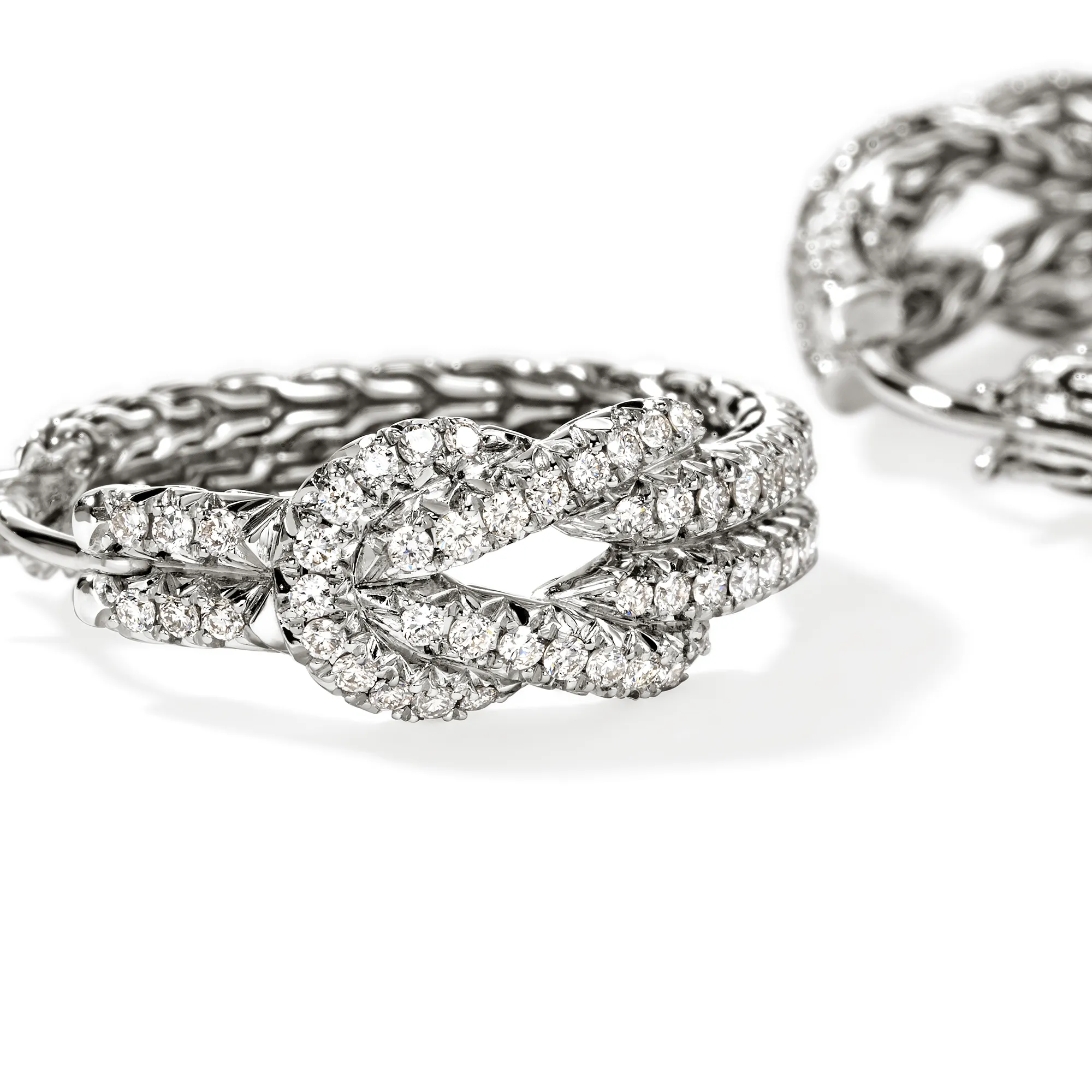 John Hardy Love Knot Sterling Silver Diamond Hoop Earrings, 16mm