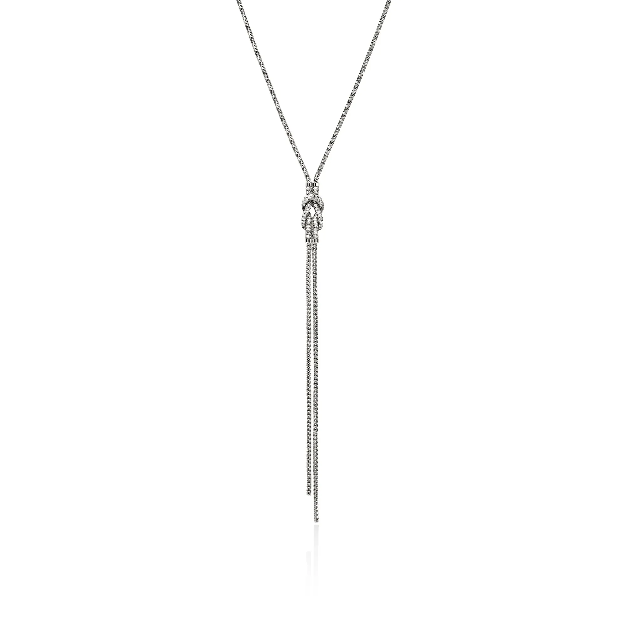 John Hardy Love Knot Sterling Silver Diamond Y Necklace