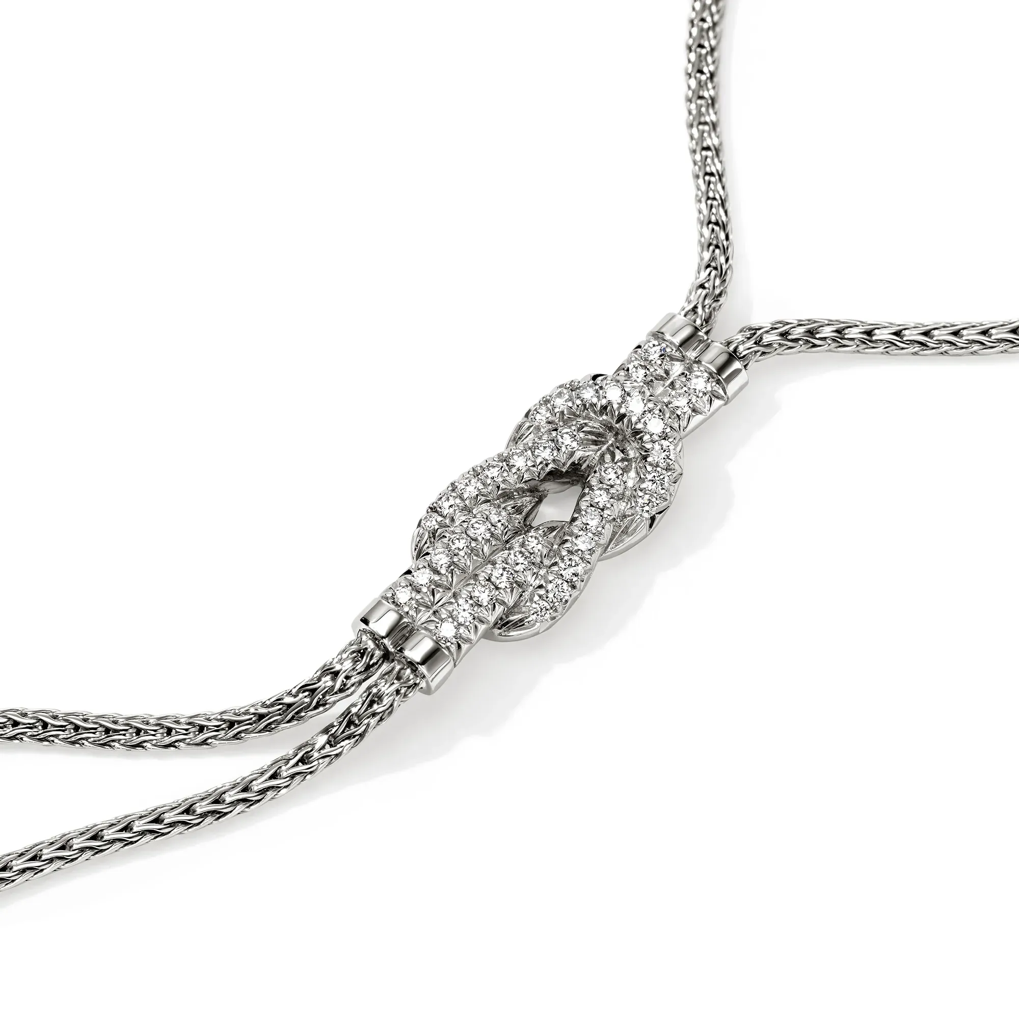 John Hardy Love Knot Sterling Silver Diamond Y Necklace