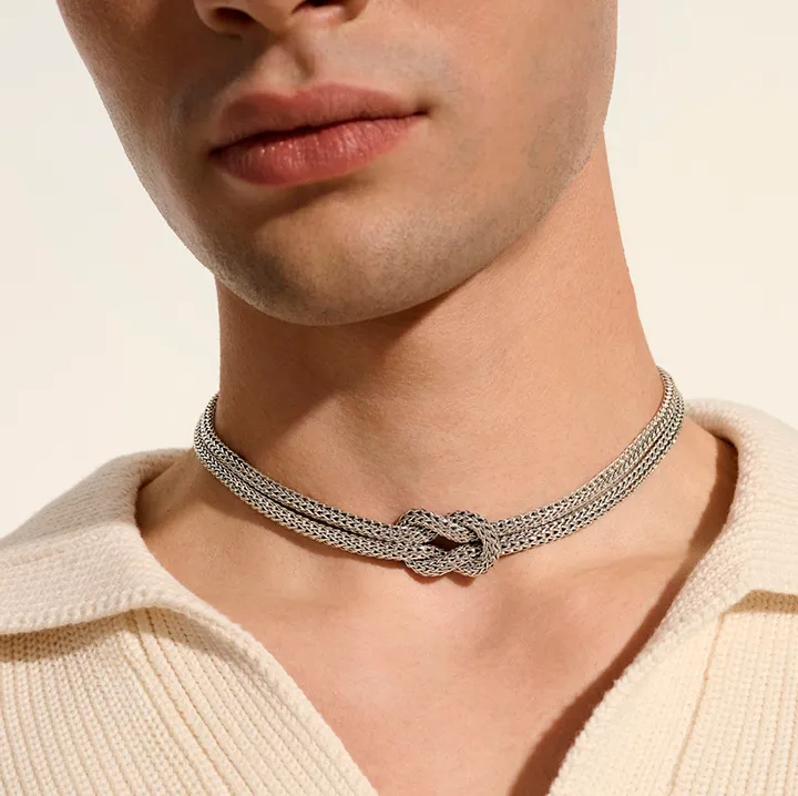 John Hardy Love Knot Sterling Silver Double Chain Necklace, 5mm