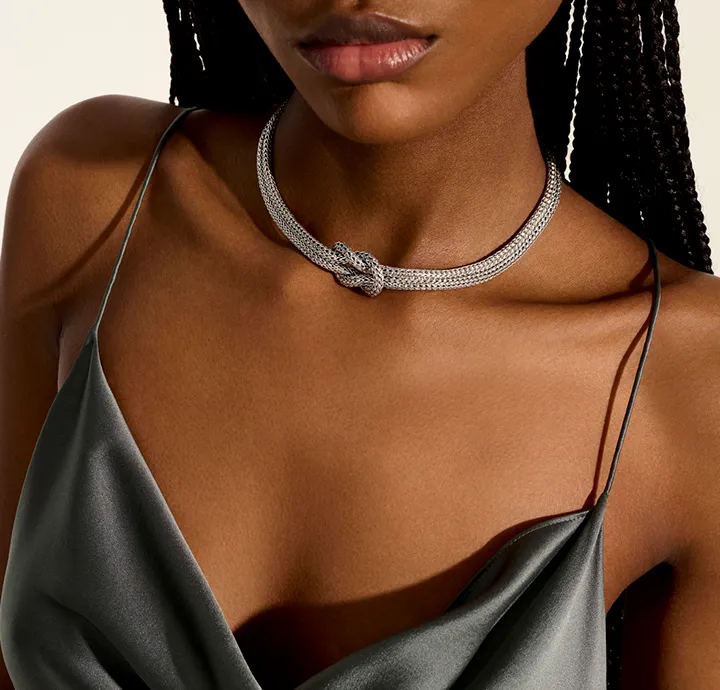 John Hardy Love Knot Sterling Silver Double Chain Necklace, 5mm
