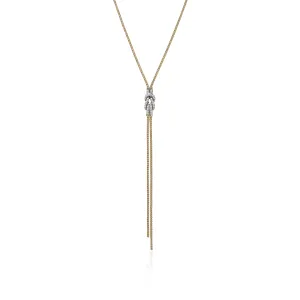 John Hardy Love Knot Yellow Gold Diamond Y Necklace