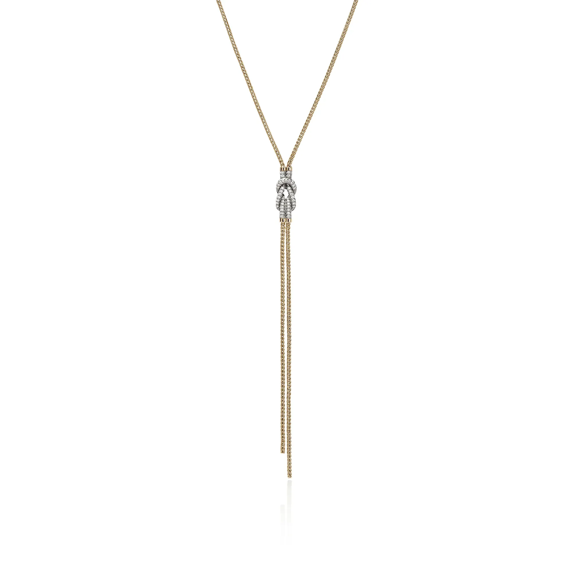 John Hardy Love Knot Yellow Gold Diamond Y Necklace