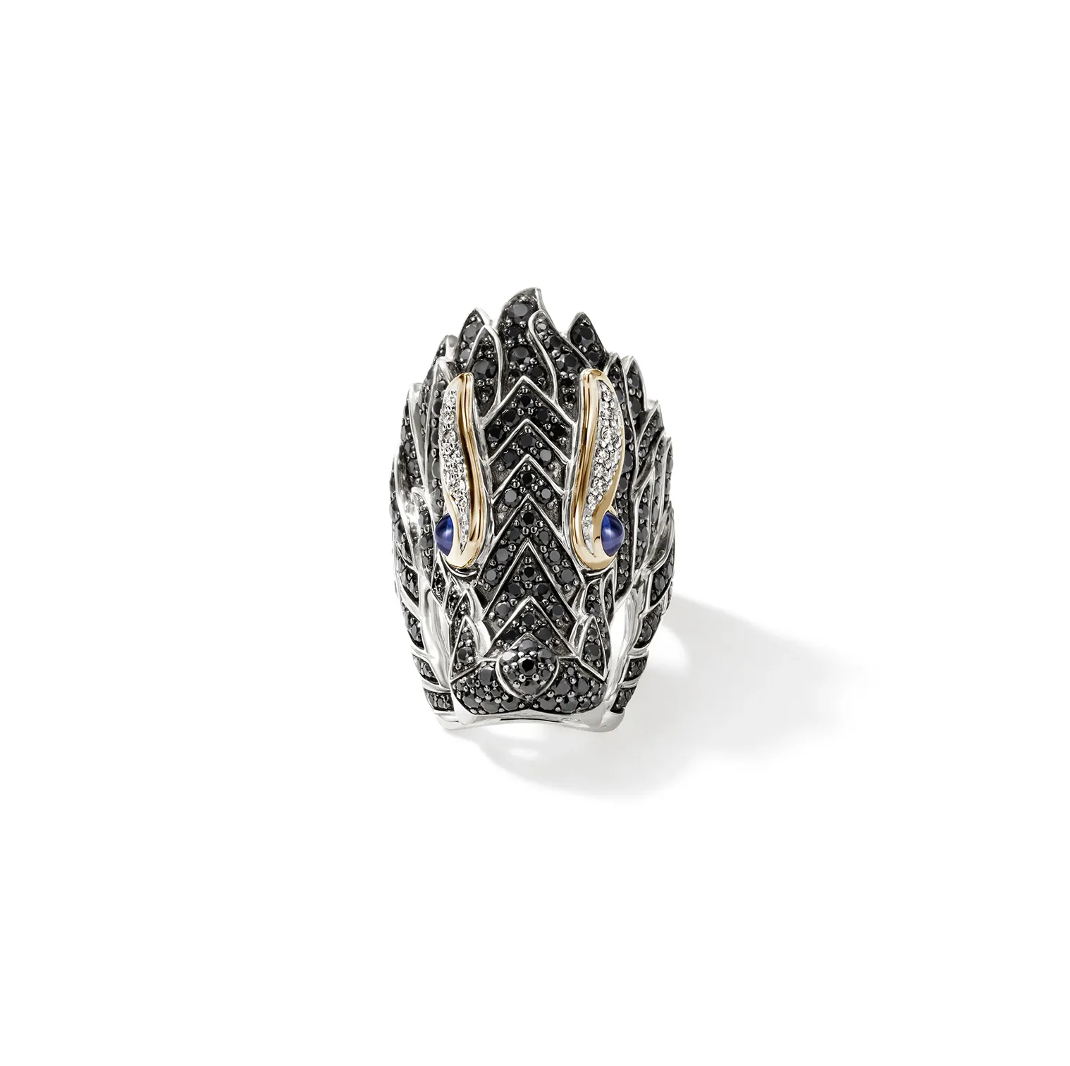 John Hardy Naga Mixed Metals Diamond and Sapphire Saddle Ring