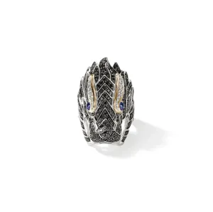 John Hardy Naga Mixed Metals Diamond and Sapphire Saddle Ring