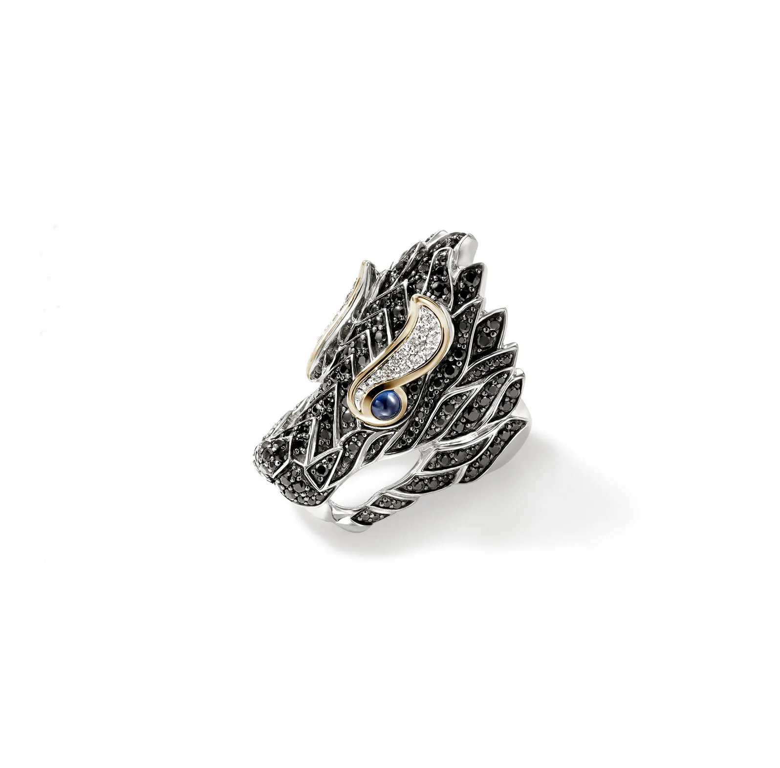 John Hardy Naga Mixed Metals Diamond and Sapphire Saddle Ring