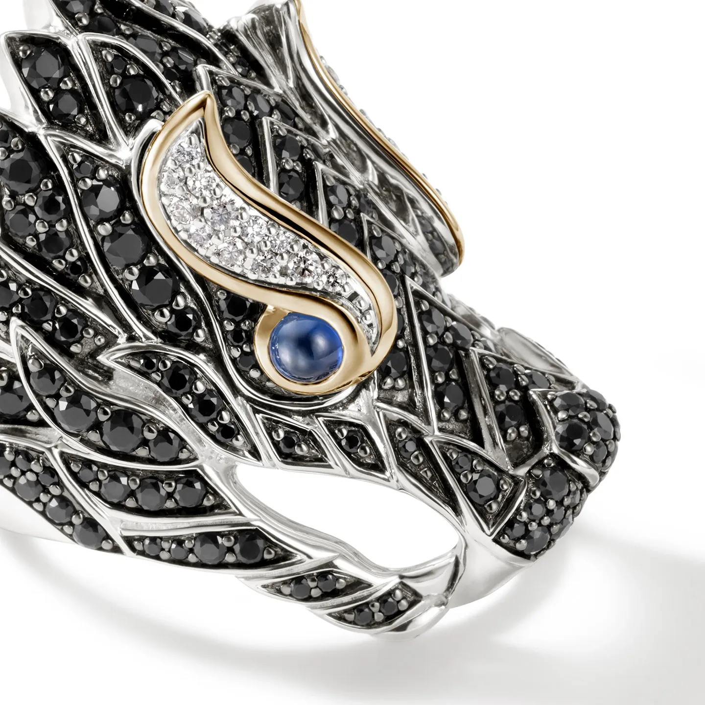 John Hardy Naga Mixed Metals Diamond and Sapphire Saddle Ring