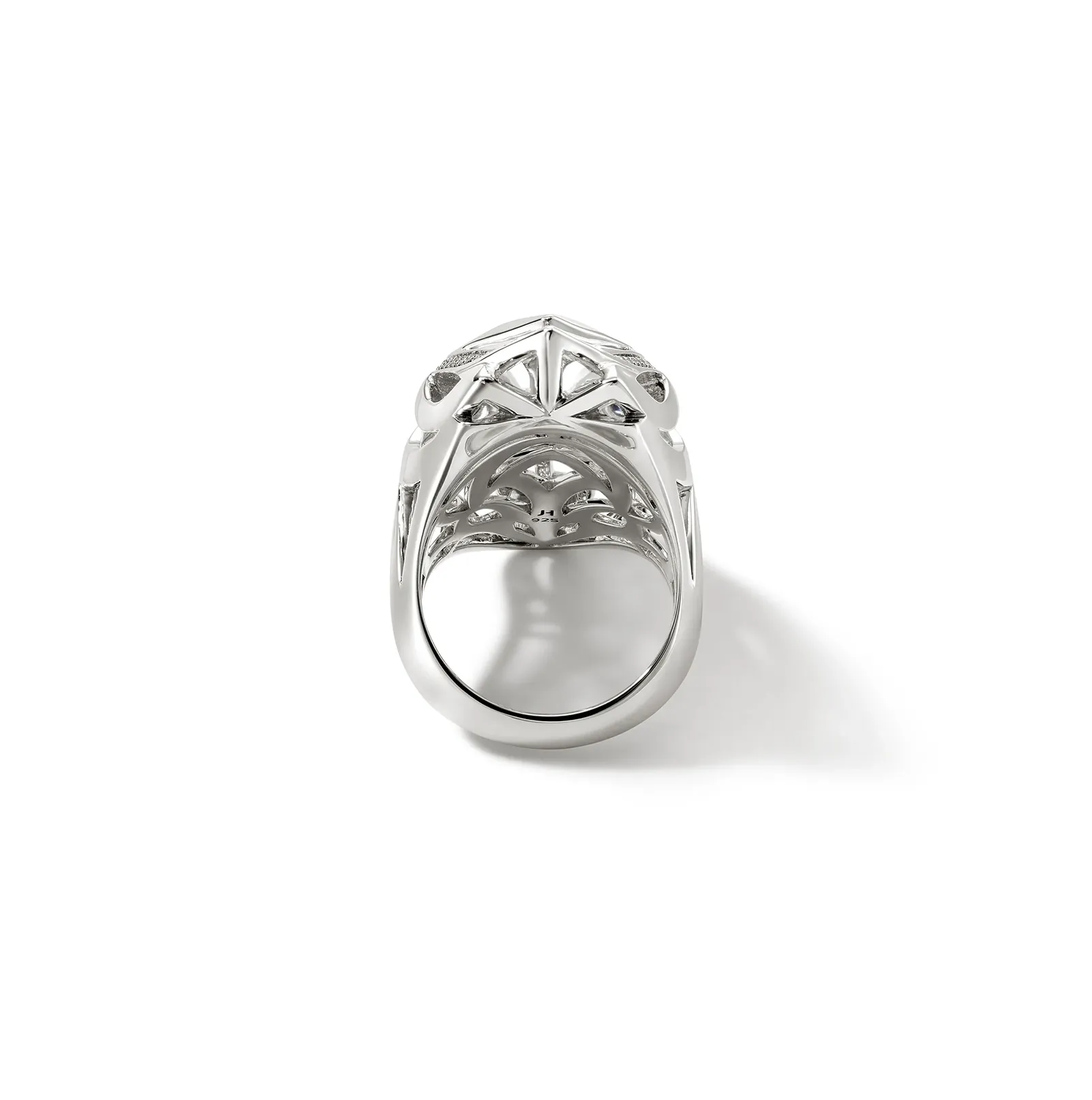 John Hardy Naga Sterling Silver Diamond and Blue Sapphire Saddle Ring