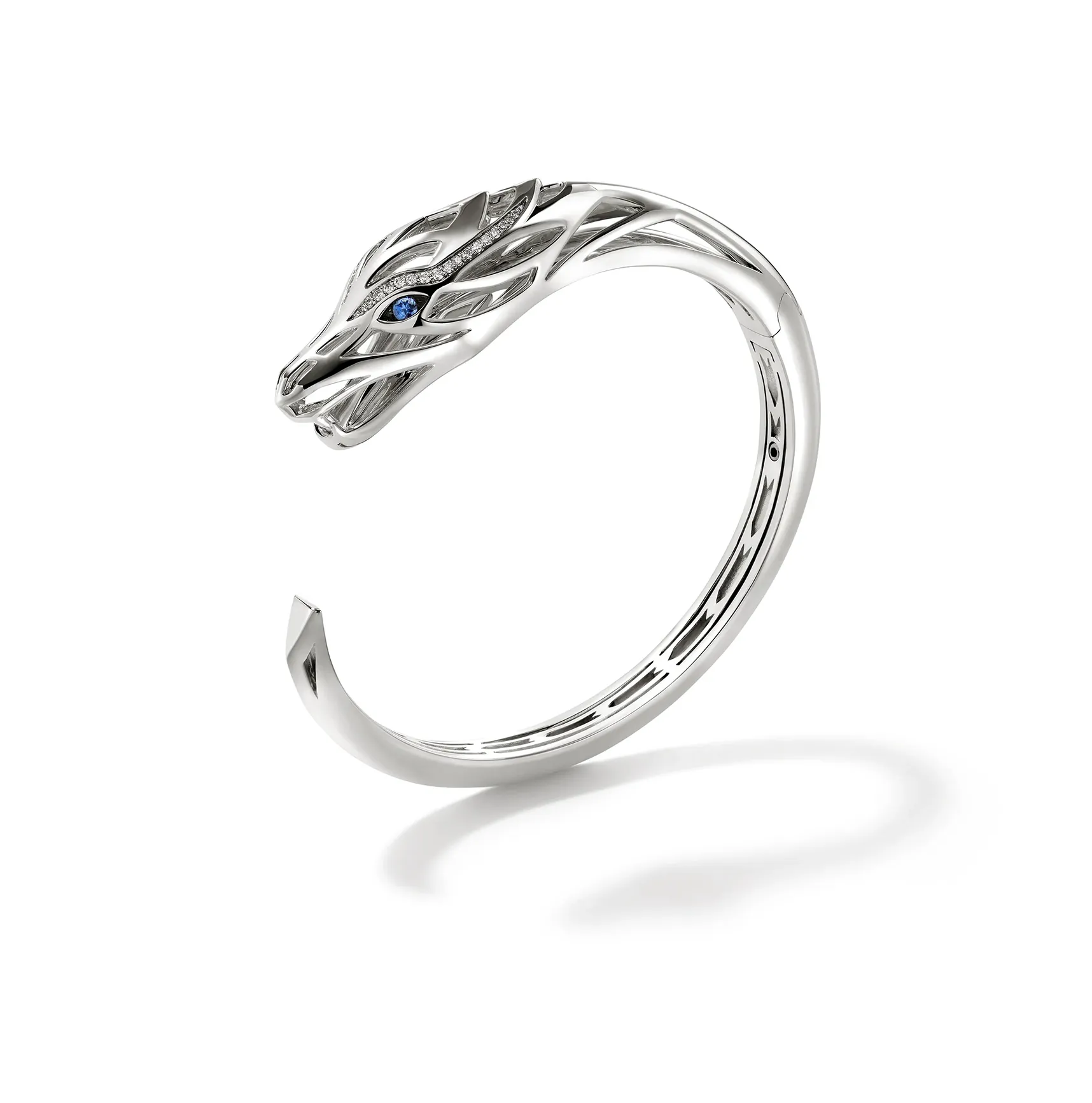 John Hardy Naga Sterling Silver Dragon Cuff with Blue Sapphire and Diamonds