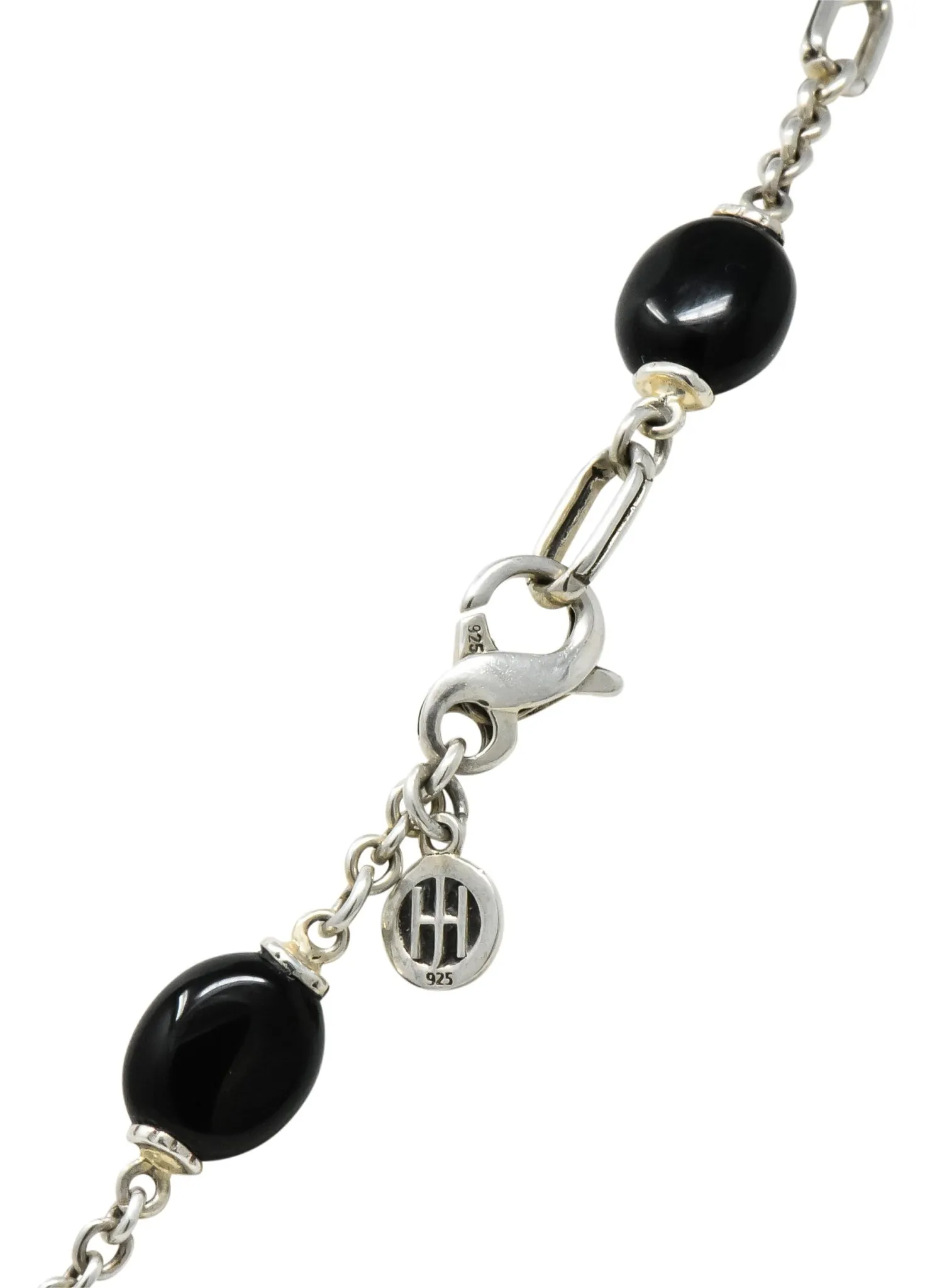 John Hardy Onyx Sterling Silver Dot Long Chain Necklace