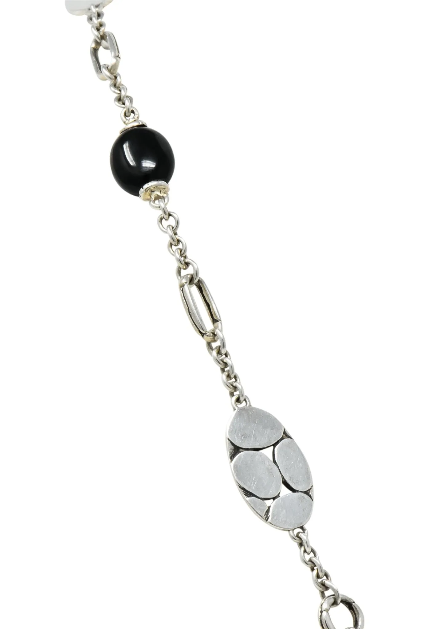 John Hardy Onyx Sterling Silver Dot Long Chain Necklace