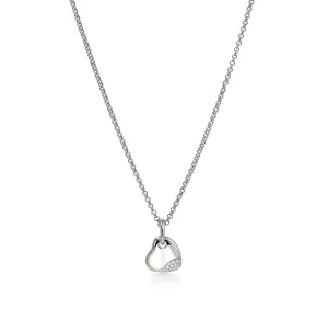 John Hardy Pebble Sterling Silver Heart Diamond Pendant Chain Necklace