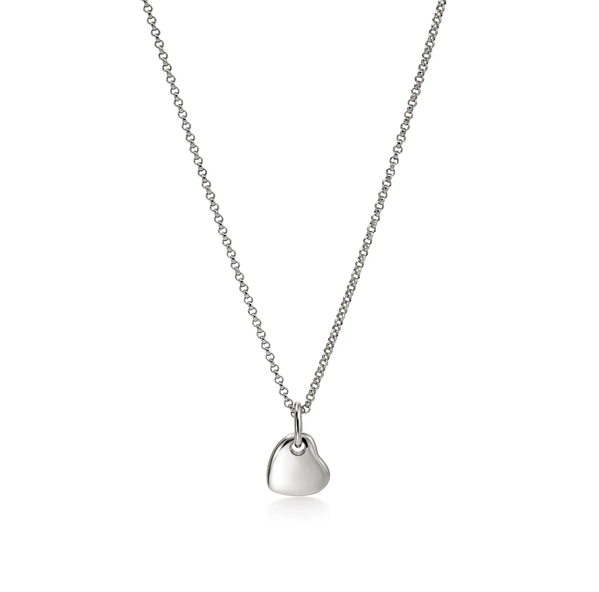 John Hardy Pebble Sterling Silver Heart Diamond Pendant Chain Necklace