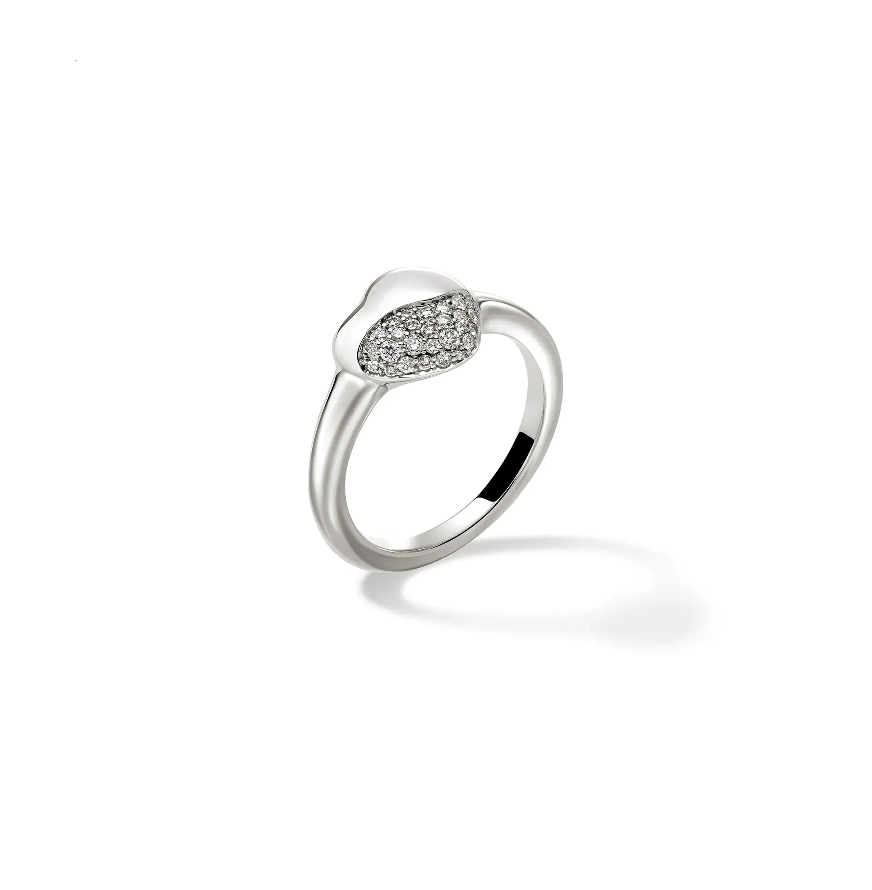 John Hardy Pebble Sterling Silver Heart Diamond Ring