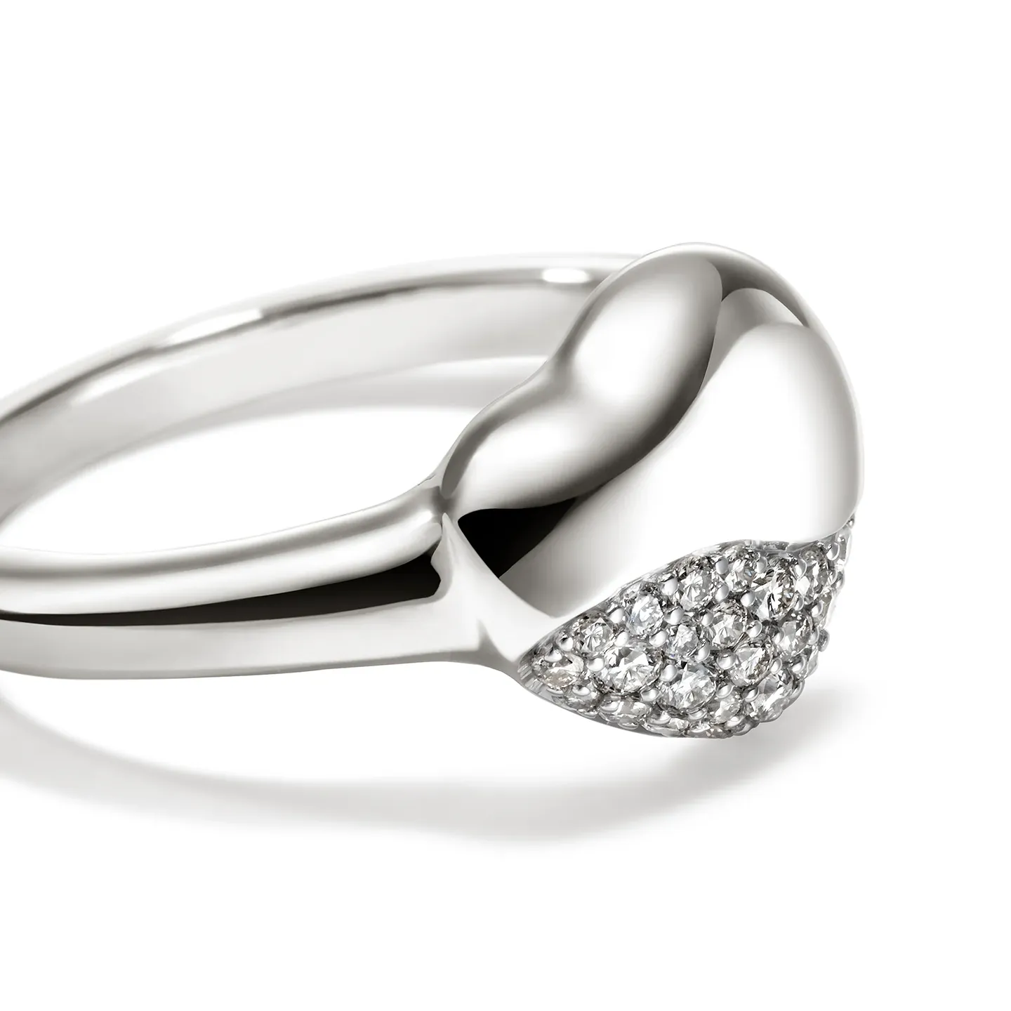John Hardy Pebble Sterling Silver Heart Diamond Ring