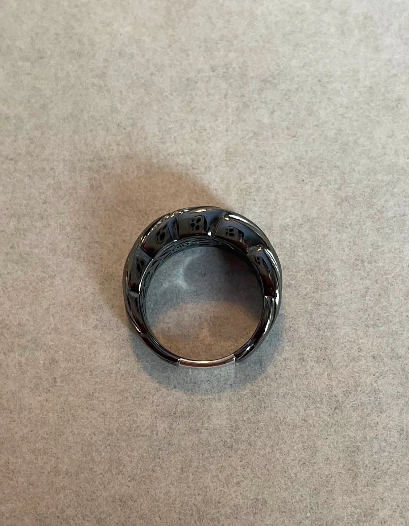 John Hardy Plated Sterling Silver & Diamonds Medium Modern Chain Ring sz 7
