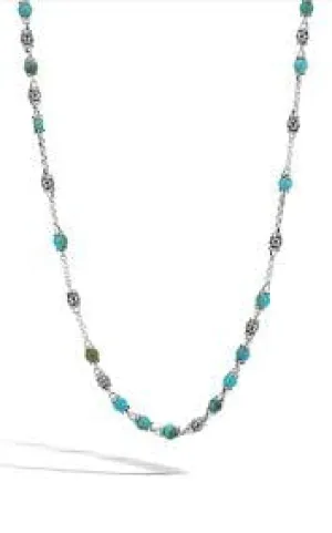 John Hardy Silver and Turquoise Chain Necklace, 28 Inches