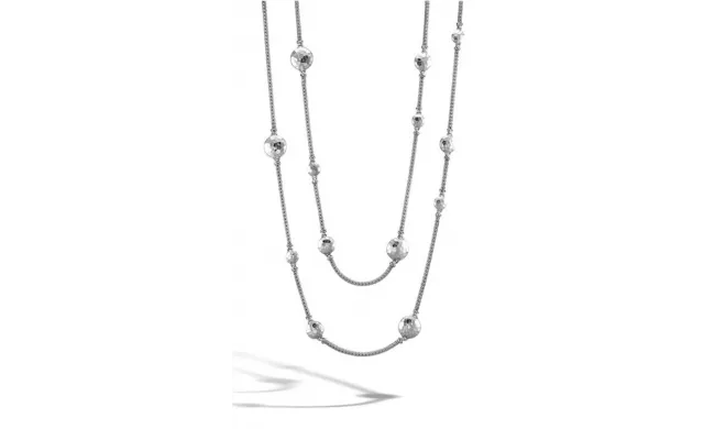 John Hardy Silver Dot Disc Stations Necklace