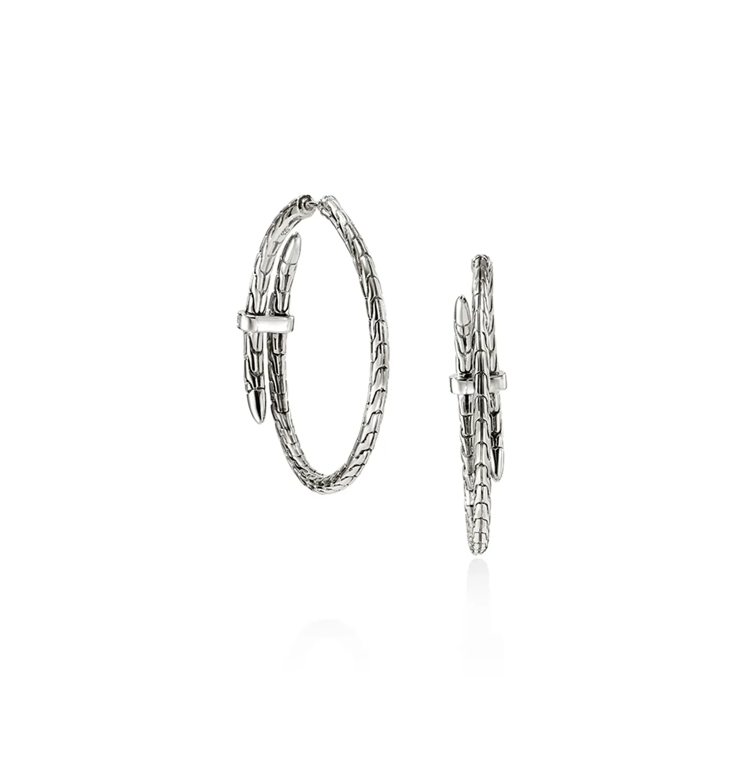 John Hardy Spear Sterling Silver Diamond Hoop Earrings, 34mm