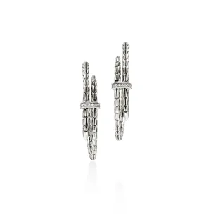 John Hardy Spear Sterling Silver Diamond Hoop Earrings, 34mm
