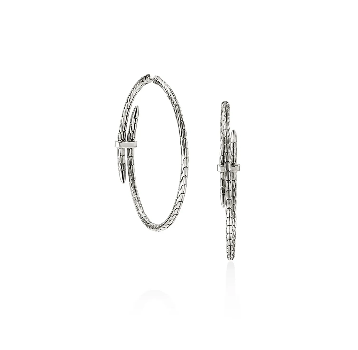 John Hardy Spear Sterling Silver Diamond Hoop Earrings, 45mm