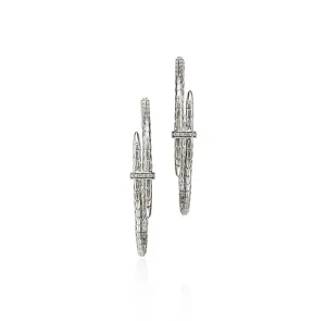 John Hardy Spear Sterling Silver Diamond Hoop Earrings, 45mm
