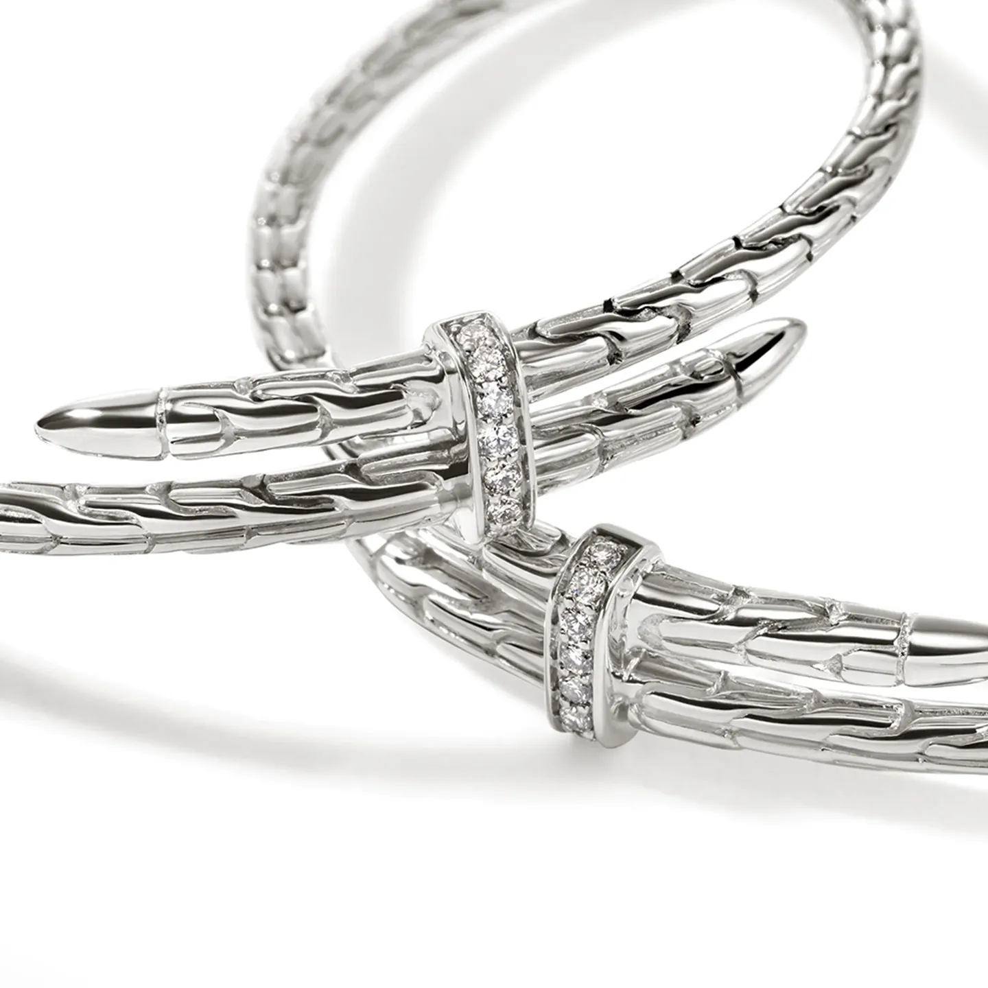 John Hardy Spear Sterling Silver Diamond Hoop Earrings, 45mm