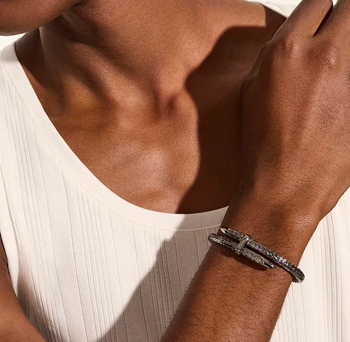 John Hardy Spear Sterling Silver Flex Cuff with Black Rhodium