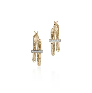 John Hardy Spear Yellow Gold Diamond Hoop Earrings, 17mm