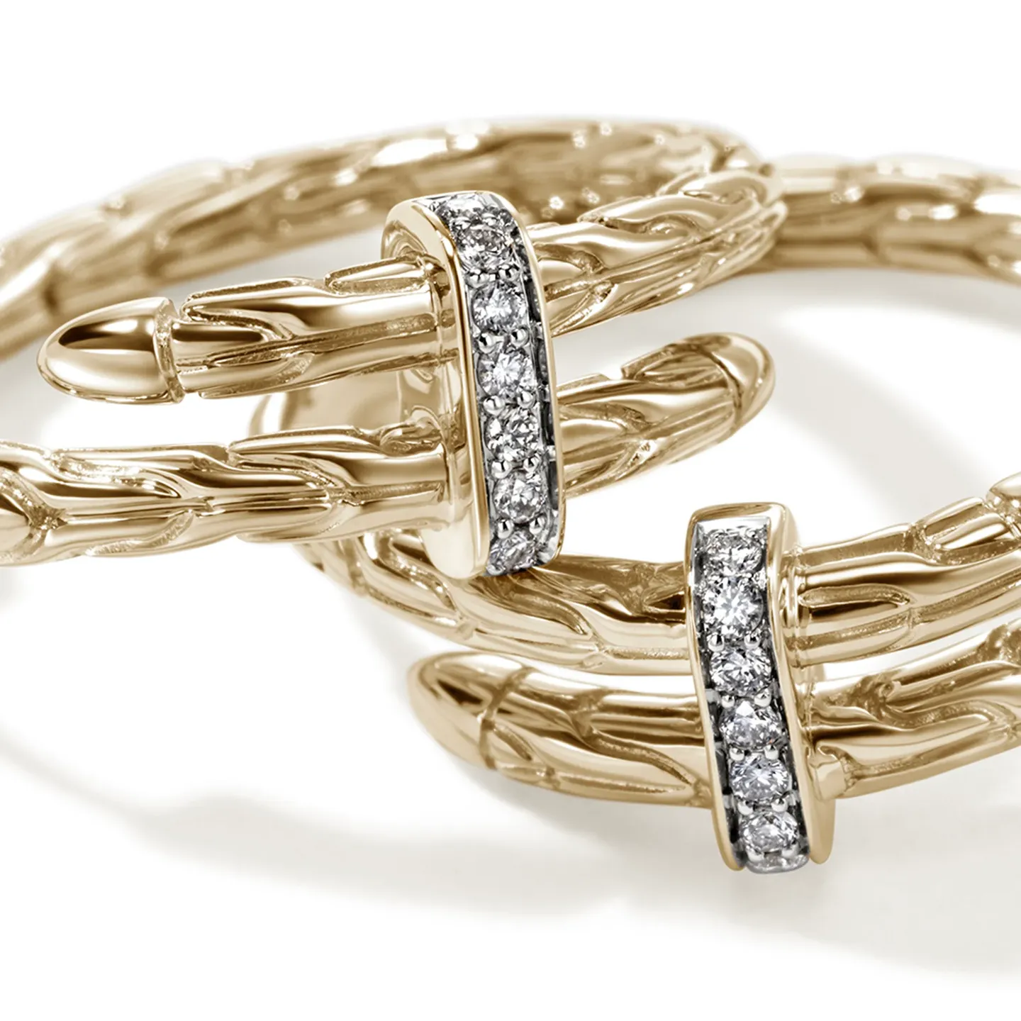 John Hardy Spear Yellow Gold Diamond Hoop Earrings, 17mm