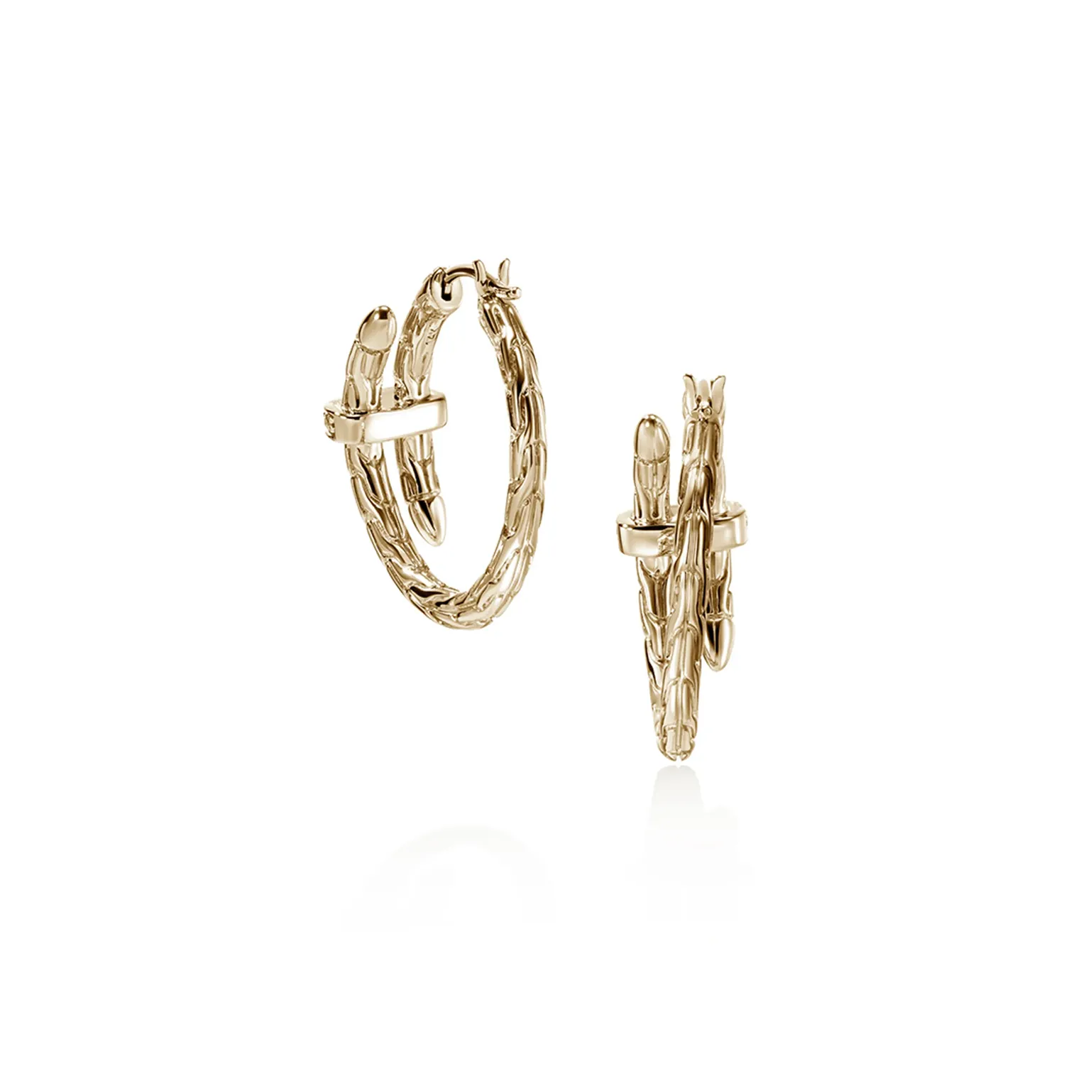 John Hardy Spear Yellow Gold Diamond Hoop Earrings, 17mm