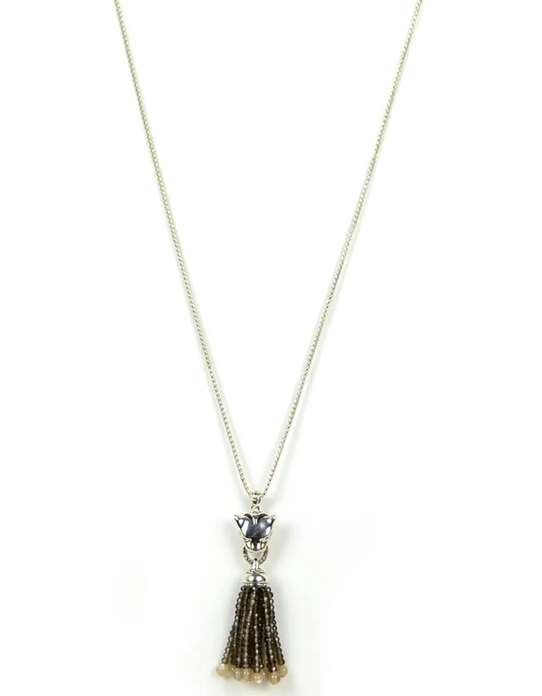 John Hardy Sterling & Diamond Macan Legends Tiger Necklace w/ Tassel