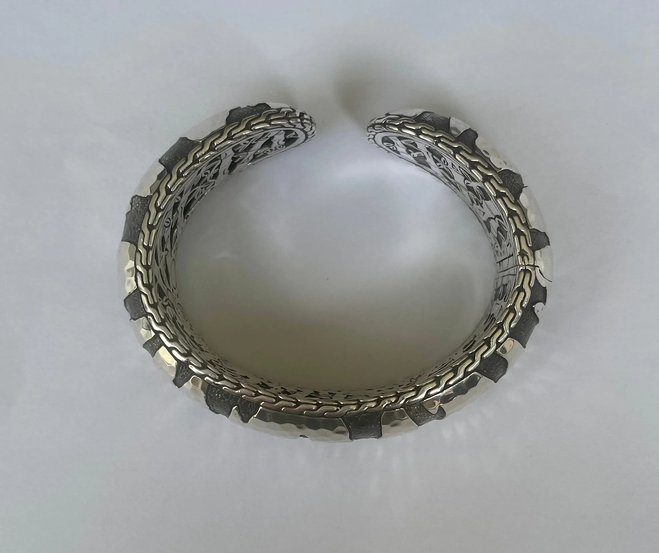 John Hardy Sterling Palu Macan Stripe Hinged Cuff Bracelet